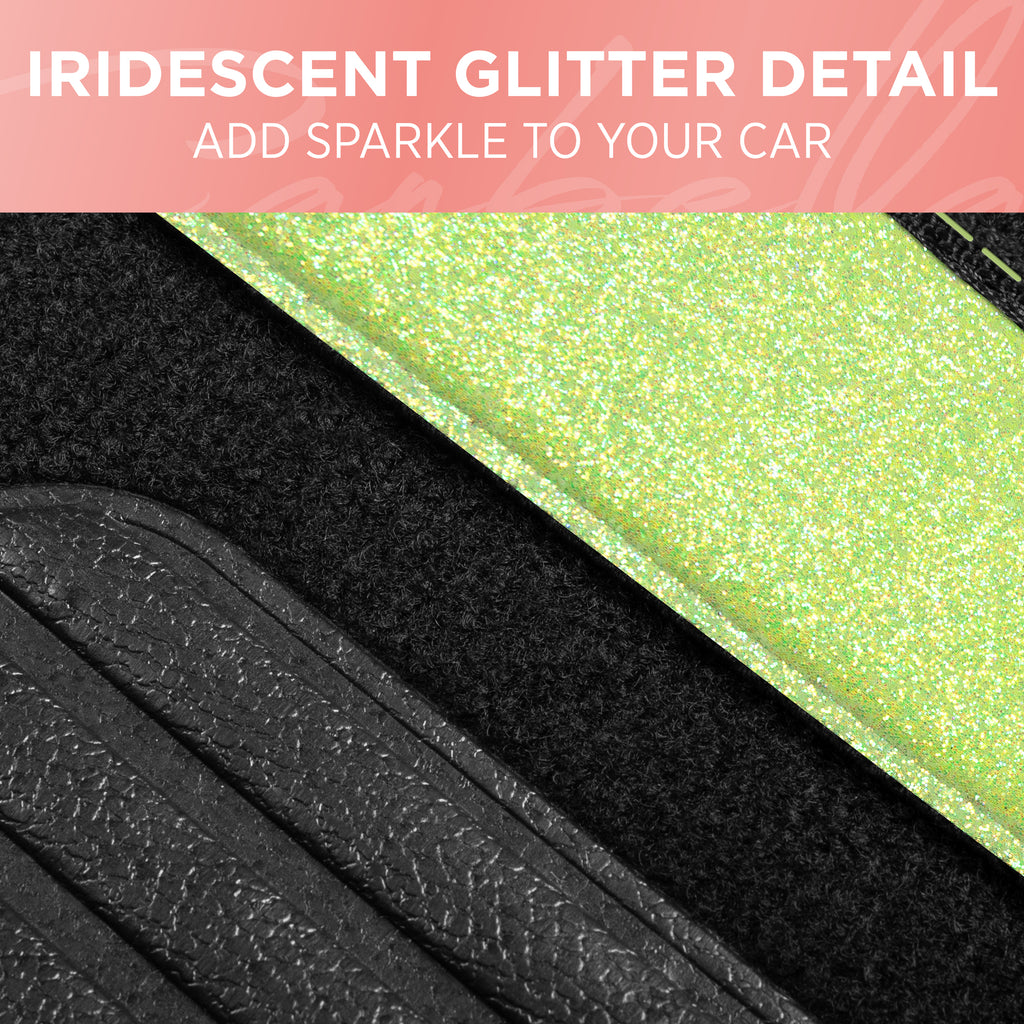 4-Piece Sparkle Glitter Front Floor Mats & Rear Floor Mats - Lime - Lime