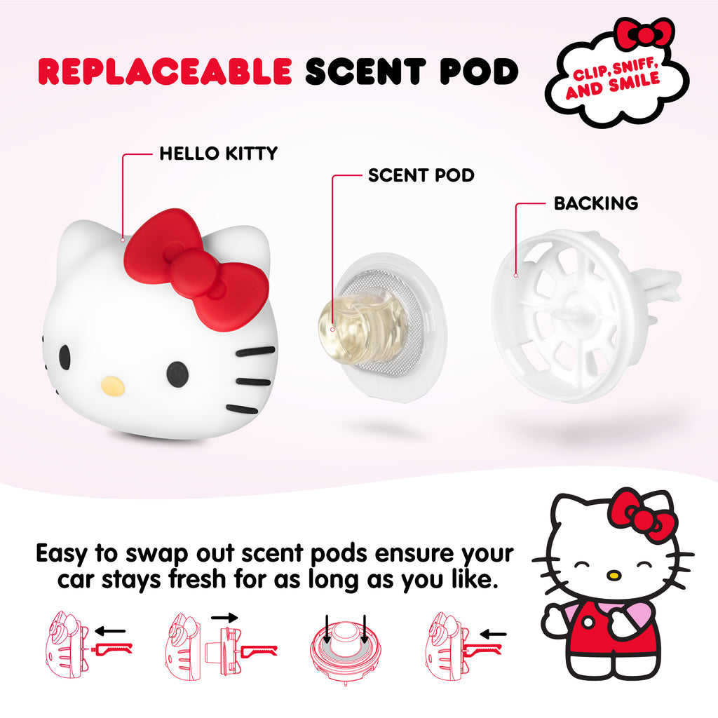 [Bundle] Hello Kitty Steering Wheel Cover, Official Sanrio Car Steering Wheel Cover with Easy Clip-on Car Air Freshener – Cute and Long-Lasting Hello Kitty Air Freshener for Car, Odor Eliminator, Fun Scents