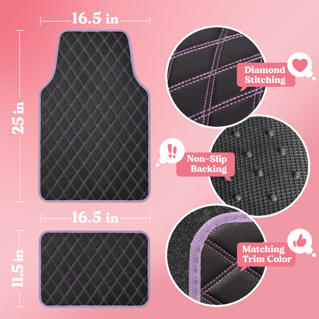 4-piece DiamondLuxe Front Floor Mats and Rear Floor Mats - Purple - Purple