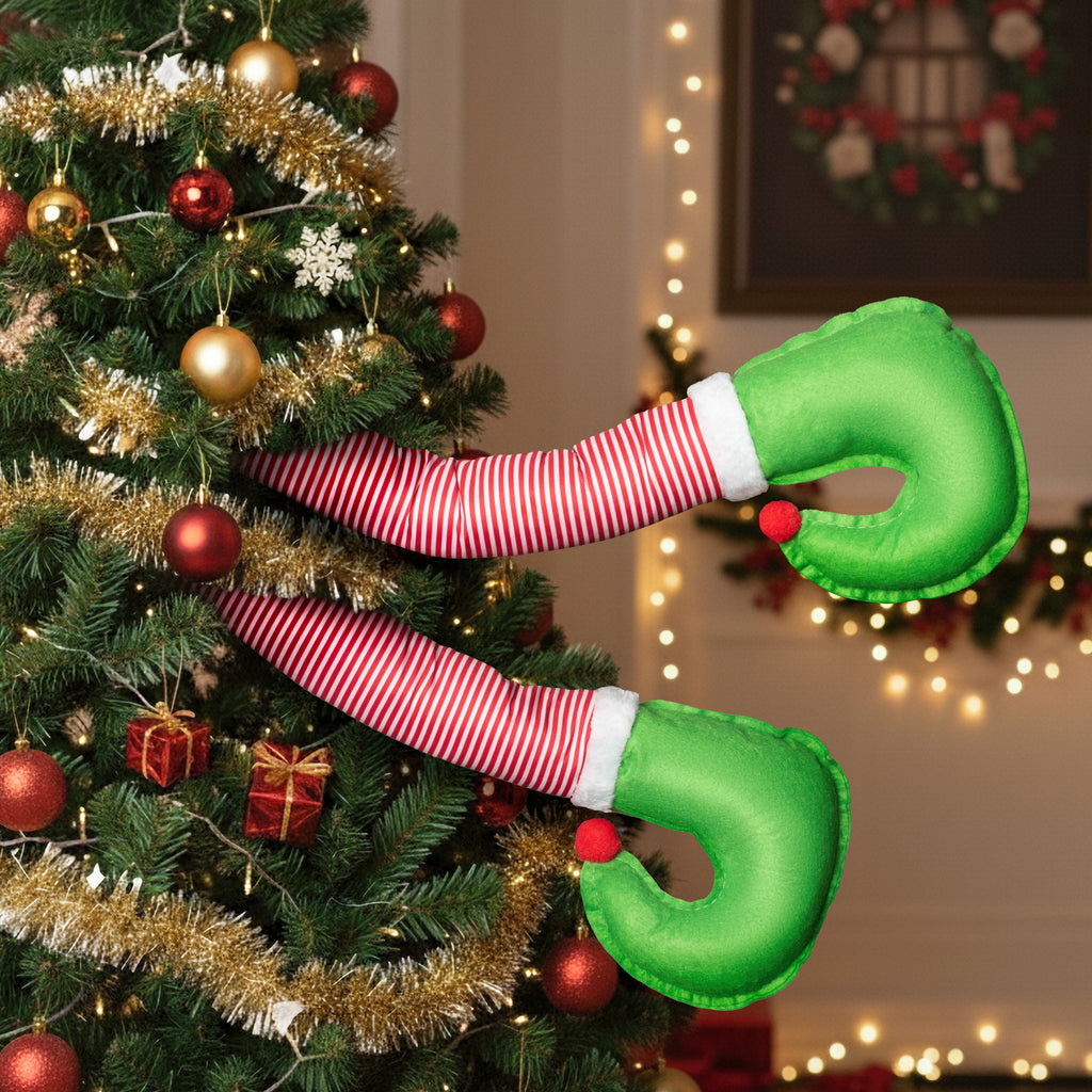 Carbella Trunk Elf Legs Christmas Car Decoration, Stuffed Elf Legs for Car Holiday Striped Xmas Elf Feet Car Accessories for Winter Outdoor/Indoor