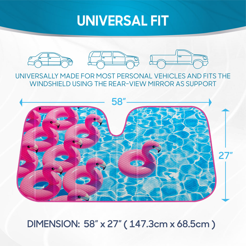 Pink Flamingo Front Windshield Sunshade (58" x 27")