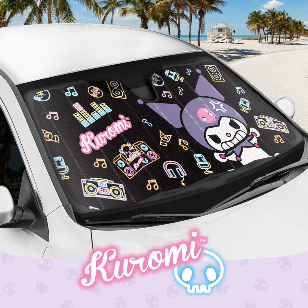 Official Sanrio Kuromi Neon Party Front Windshield Sunshade (58" x 28")