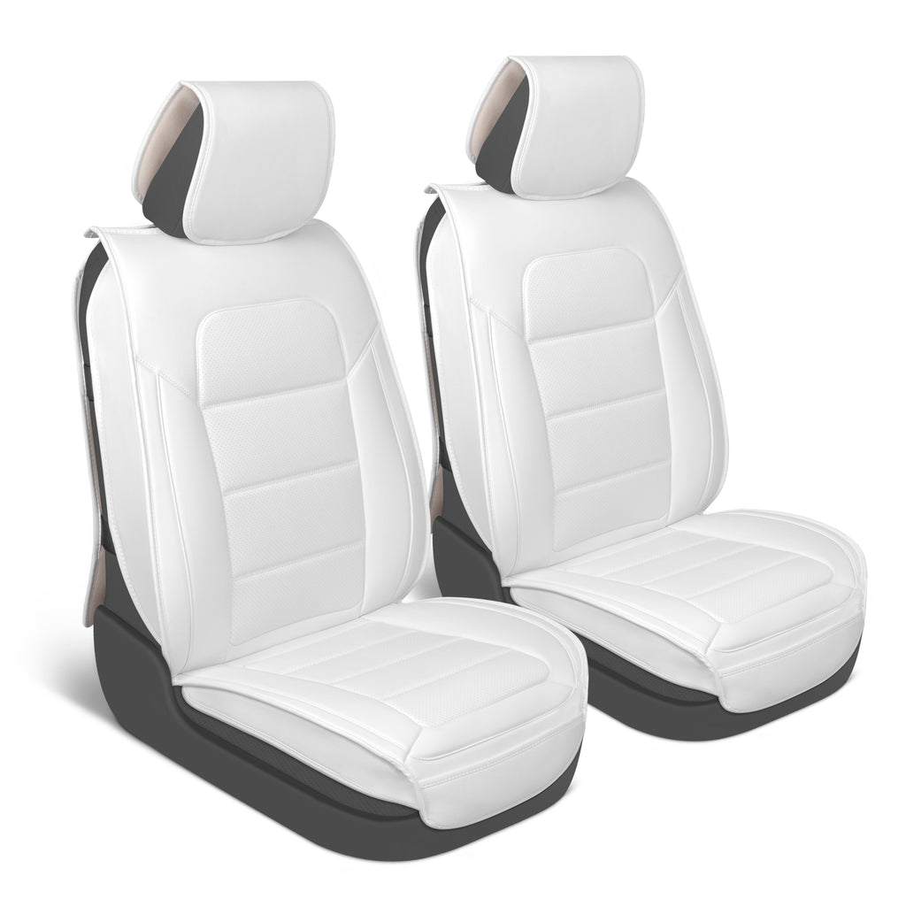 MotorBox 2-Pack Classic Edition Leatherette Front Seat Covers - White