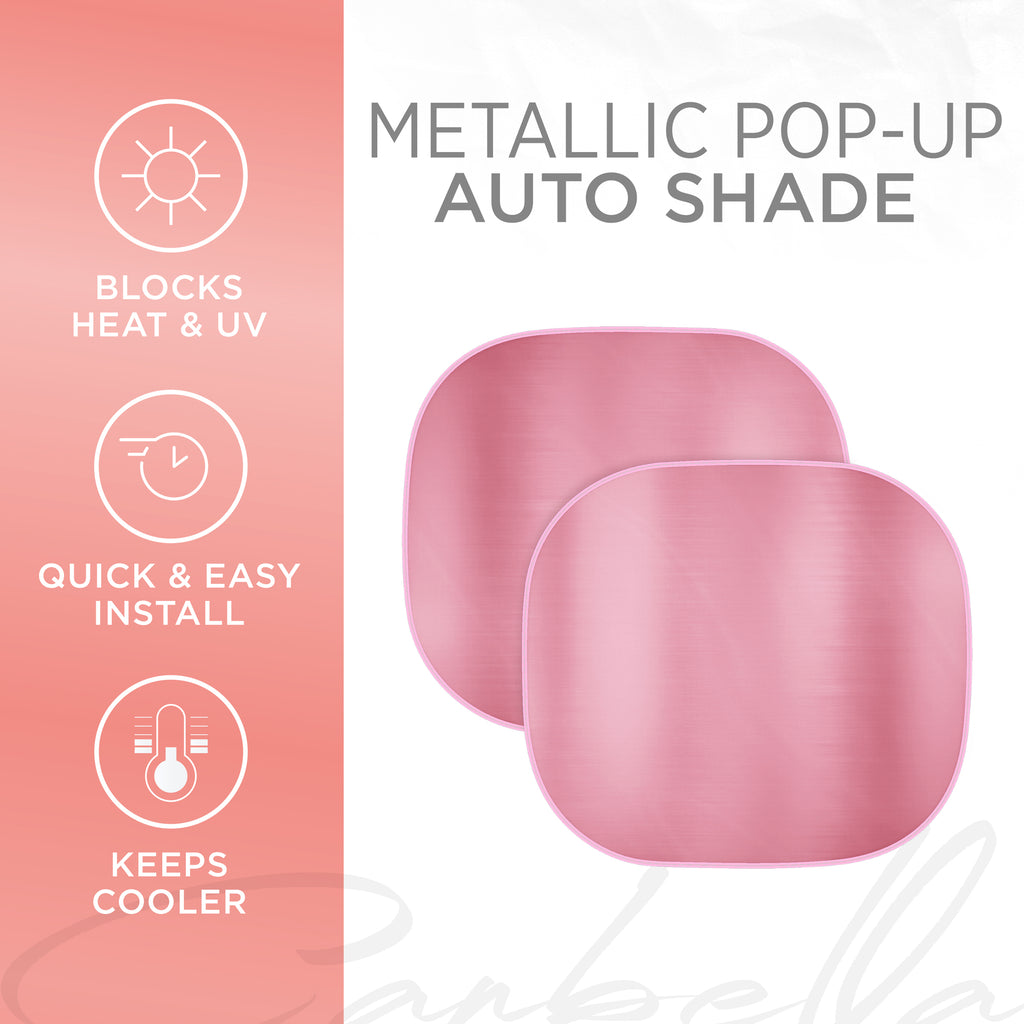 Pink Pop Up 2 Piece Metallic Windshield Sunshade