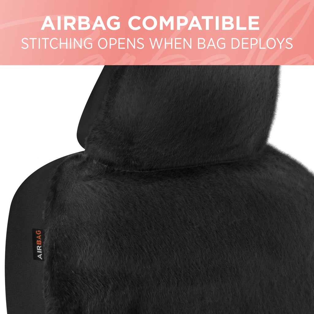 Black Faux Fur Seat Cover Detail