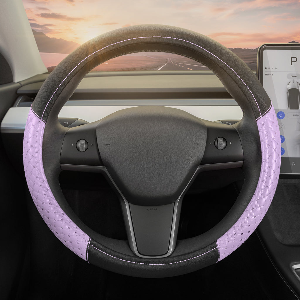 Black and Purple Sequin Steering Wheel Cover