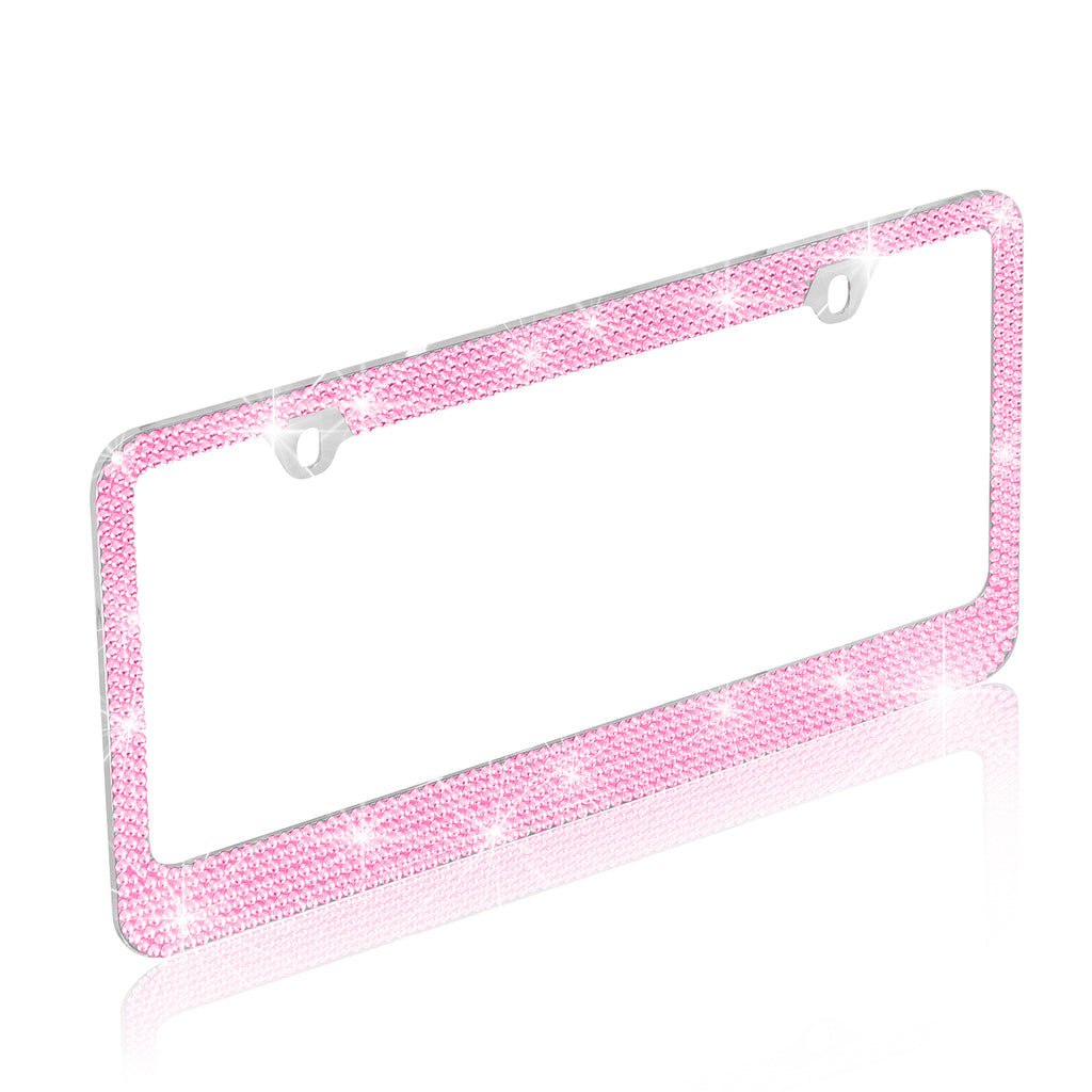 Set of 2 Pink Crystal License Plate Frame
