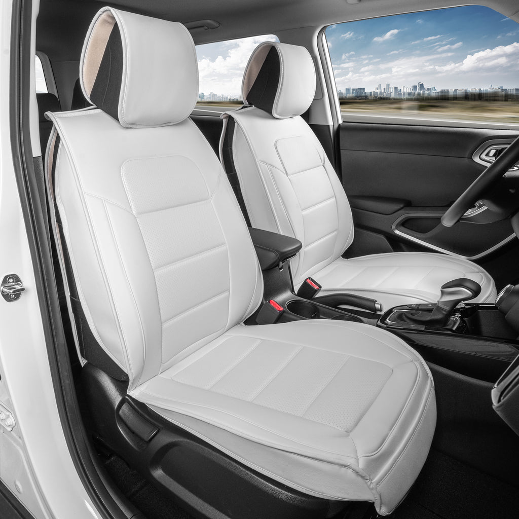 White Leather Luxury Car Seat Covers