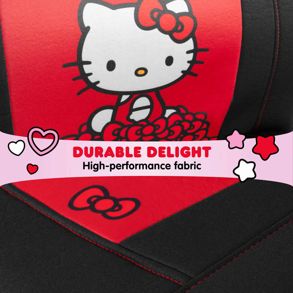 Sanrio Hello Kitty Car Seat Cover - Stylish Black and Red Front Seat Cover with Cute Bow Design, Durable and Comfortable Polyester, Hello Kitty & Friends Car Accessories 1pc