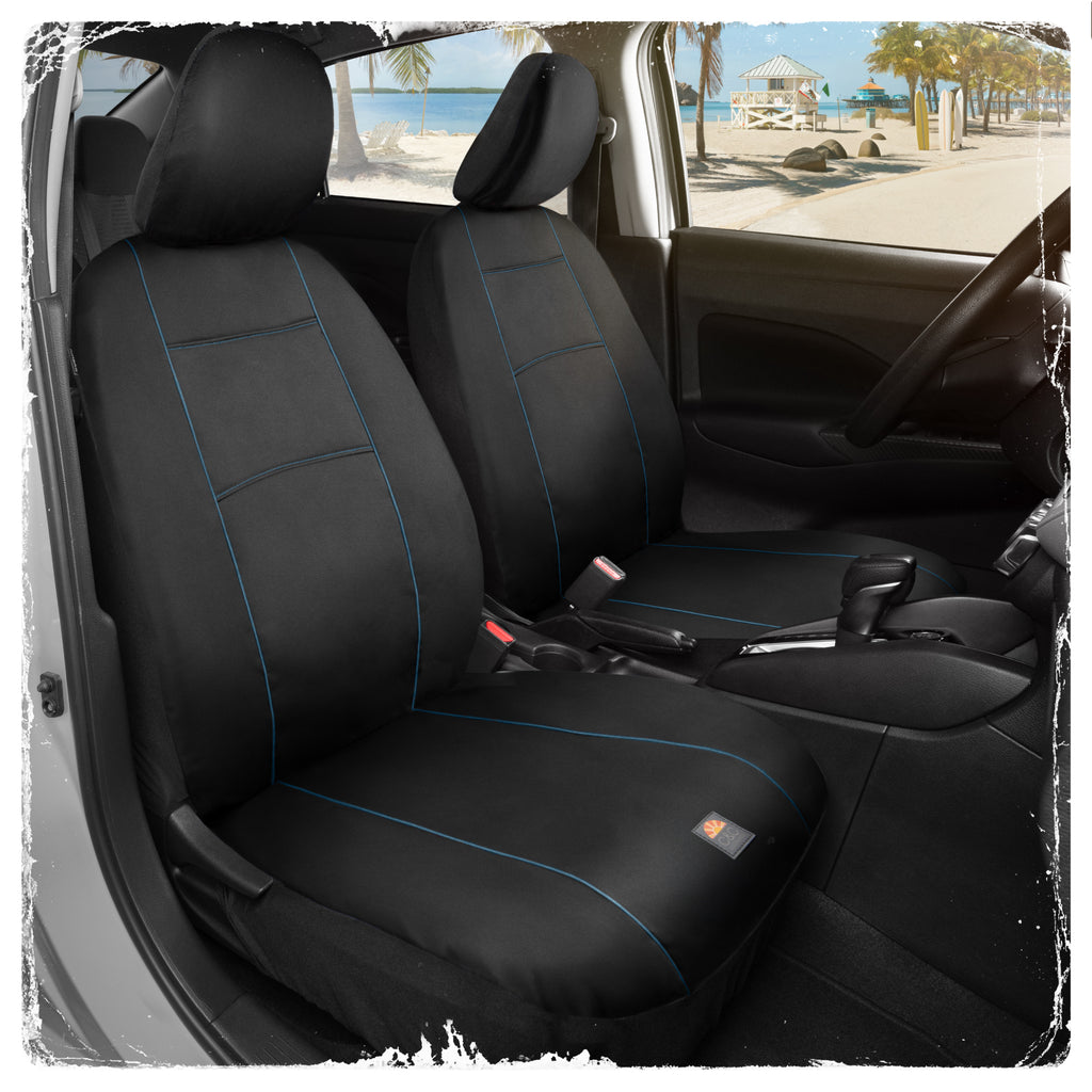 C&C Napa Leatherette 2 Front Seat Covers – Faux Leather Car Seat Protectors for Cars & Trucks – UV-Resistant, Easy to Clean, Universal Fit – Stylish Coastal Design for Summer Car Interior Upgrade