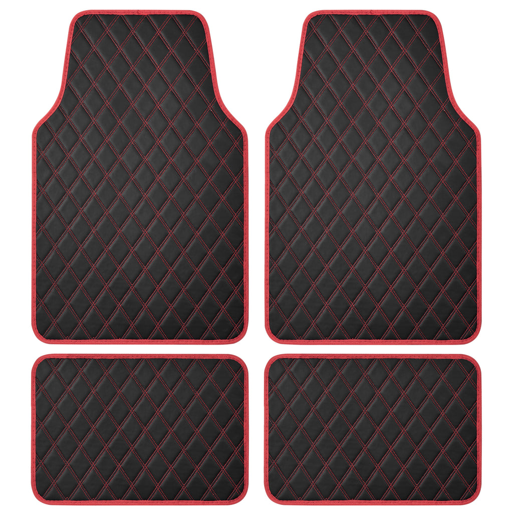 4-piece DiamondLuxe Front Floor Mats and Rear Floor Mats - Red - Red