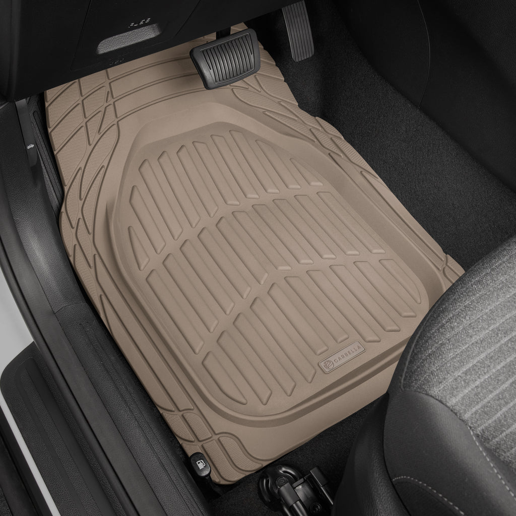 3-Piece Front Floor Mats and Rear Floor Mats - Heavy Duty Deep Dish - Dark Beige - Dark Beige