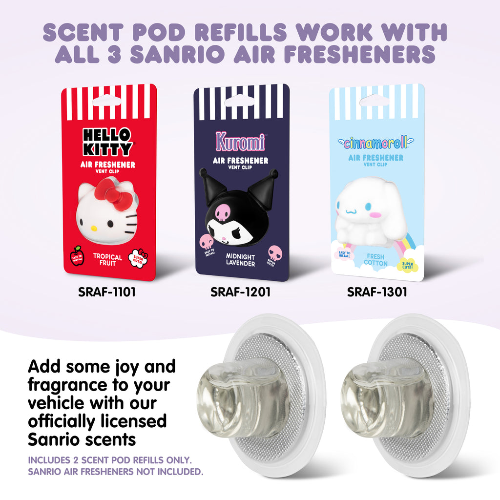 Official Sanrio Kuromi Car Air Freshener Refills 2-Pack - Midnight Lavender Scent – Cute Hello Kitty & Friends Car Accessories (2 Refills)