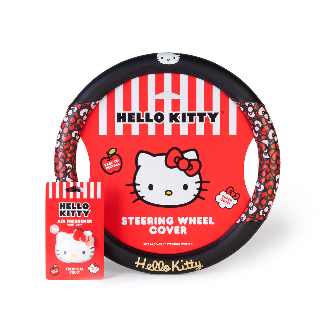 [Bundle] Hello Kitty Steering Wheel Cover, Official Sanrio Car Steering Wheel Cover with Easy Clip-on Car Air Freshener – Cute and Long-Lasting Hello Kitty Air Freshener for Car, Odor Eliminator, Fun Scents