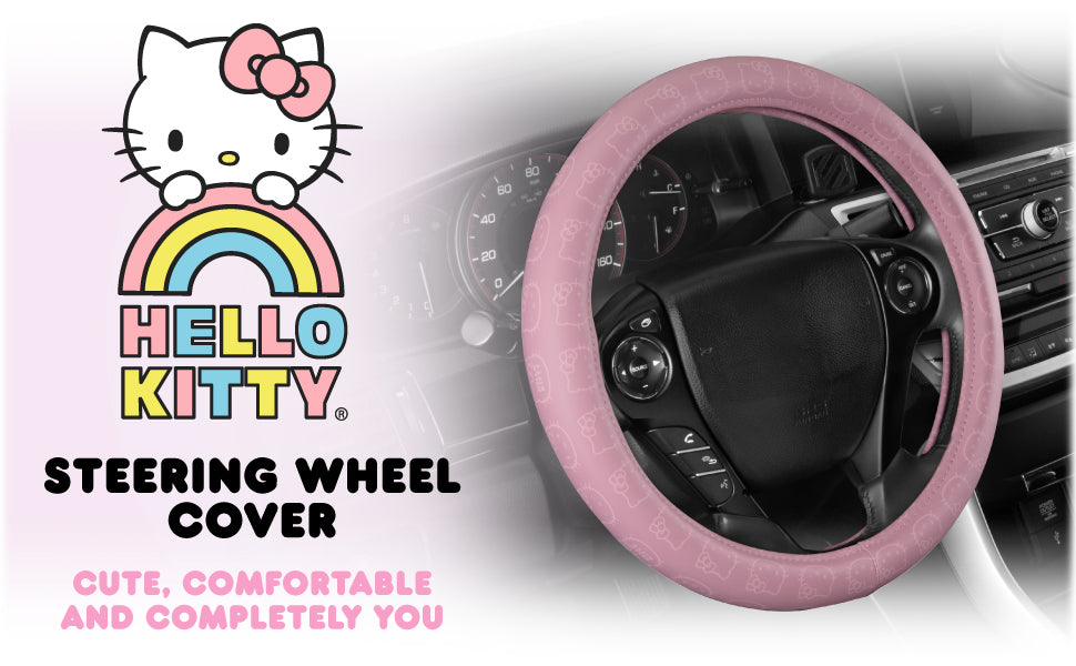 Official Sanrio Hello Kitty Pink Steering Wheel Cover (Standard 14.5" - 15")