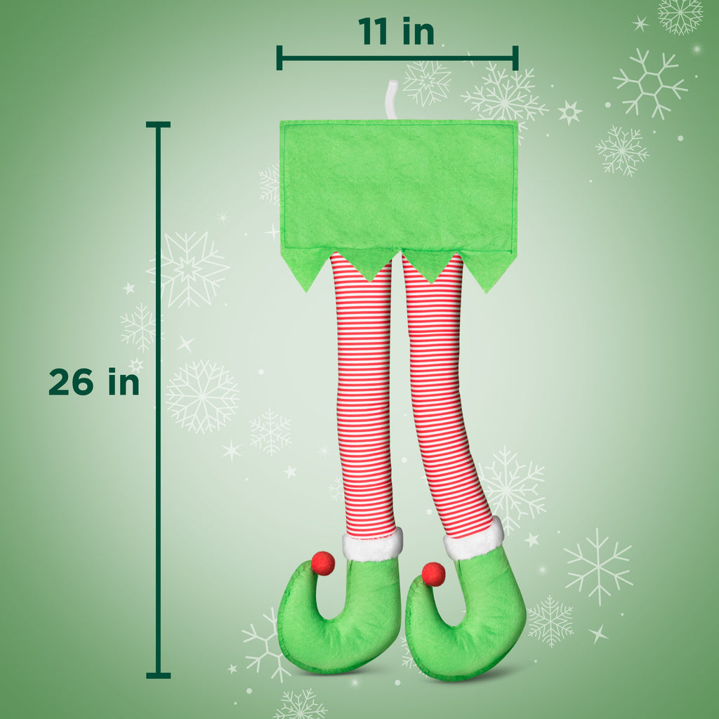 Carbella Trunk Elf Legs Christmas Car Decoration, Stuffed Elf Legs for Car Holiday Striped Xmas Elf Feet Car Accessories for Winter Outdoor/Indoor