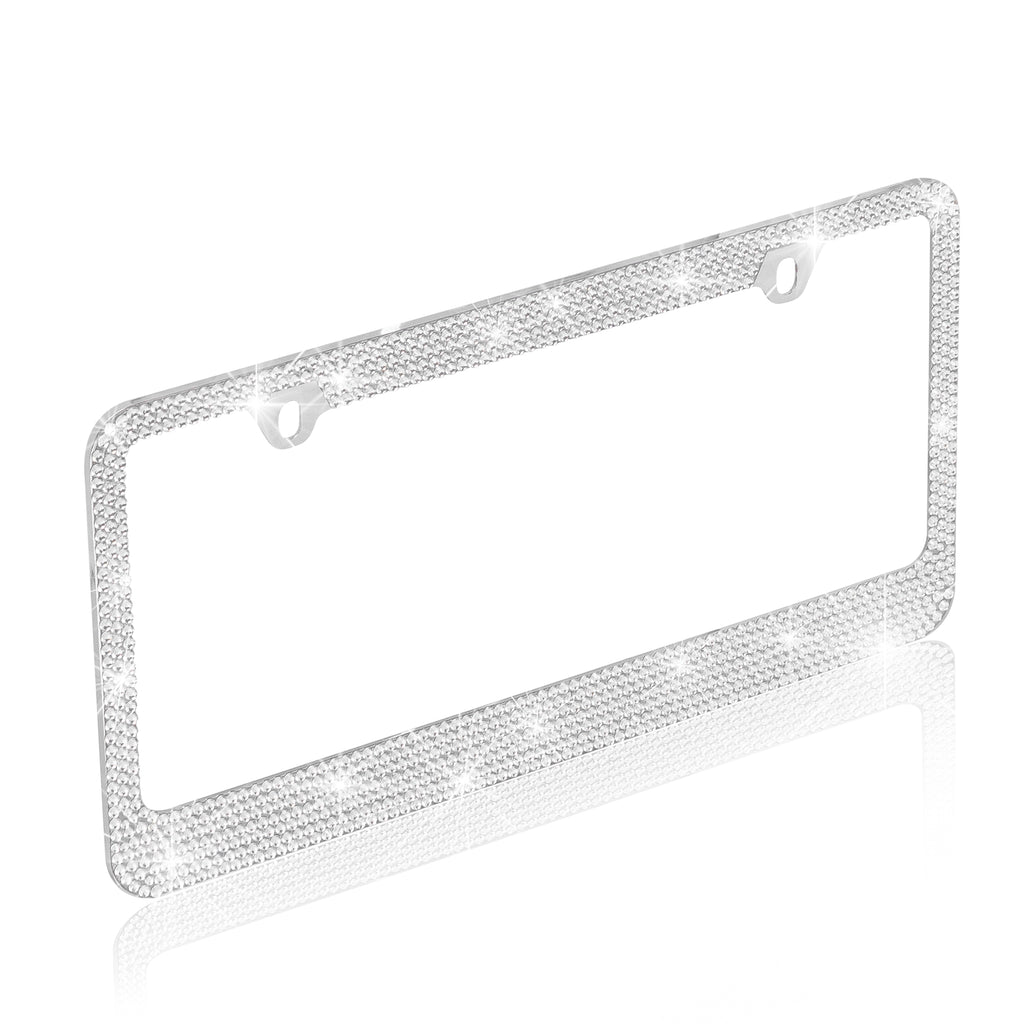 Single Crystal License Plate Frame - Silver - Single,Silver