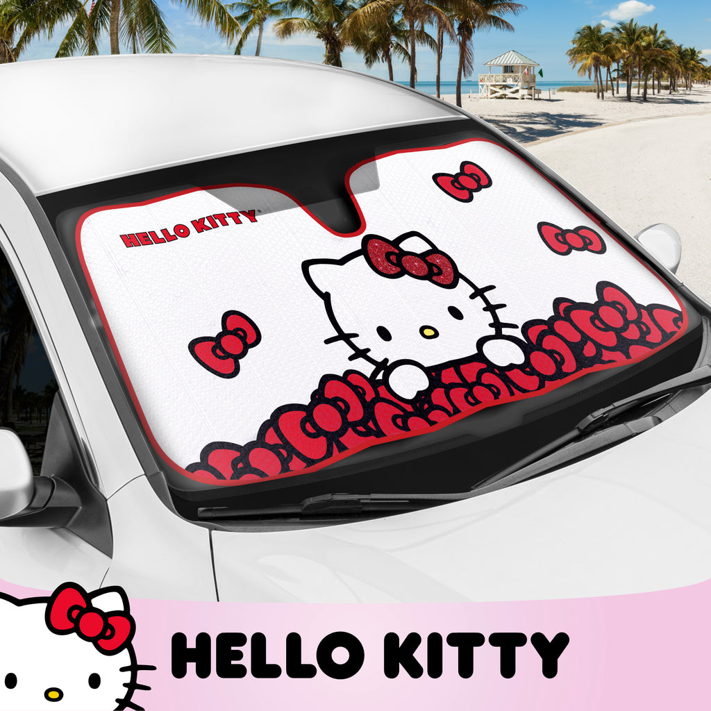 Official Hello Kitty Front Windshield Sunshade Red Bow Dreams (58" x 27")