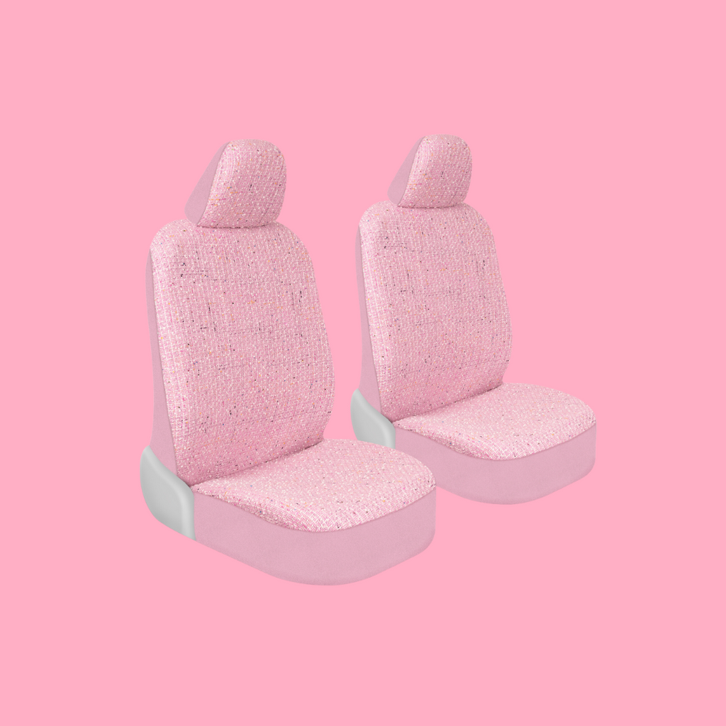 2-Pack Sequin Tweed Front Seat Cover - Pink - Pink