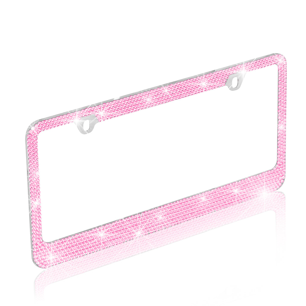 Single Crystal License Plate Frame - Pink - Single,Pink