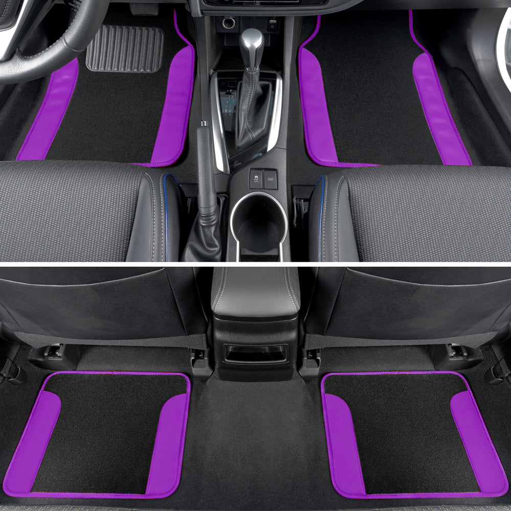 4-Piece Two-Tone Carpet Leatherette Front Floor Mats & Rear Floor Mats