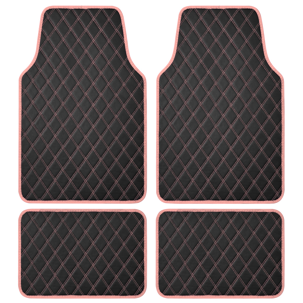 4-piece DiamondLuxe Front Floor Mats & Rear Floor Mats - Pink