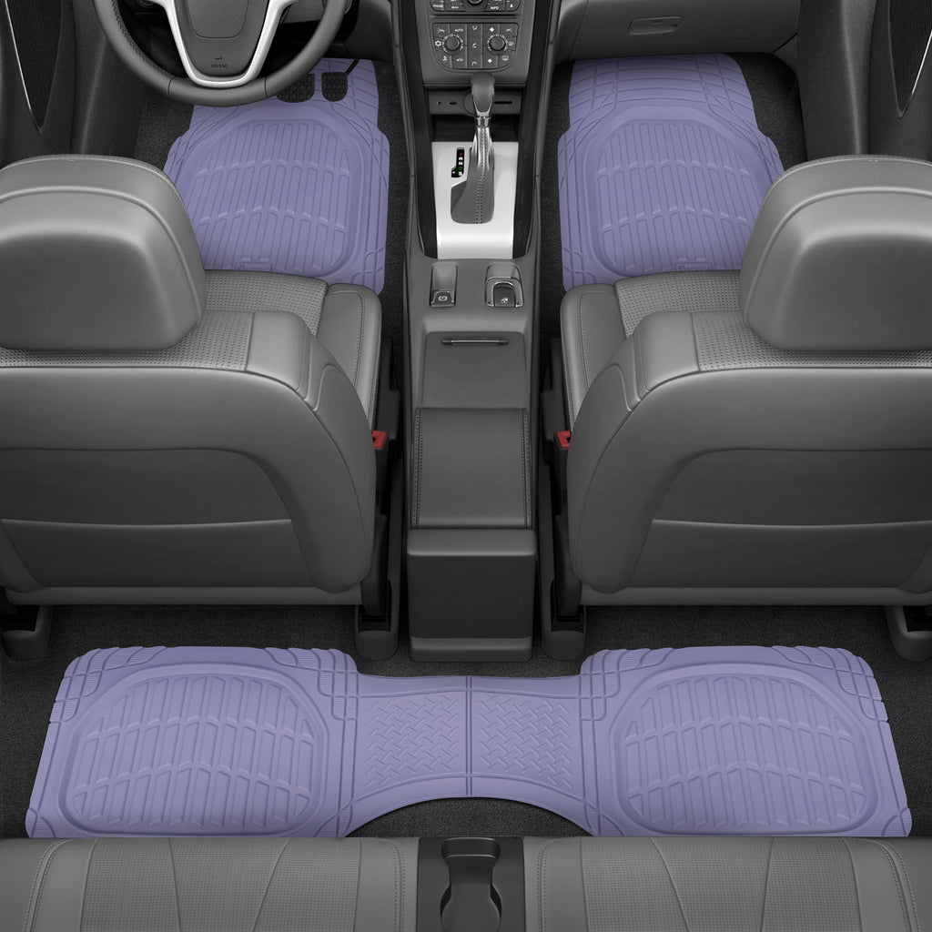 3-Piece Front Floor Mats and Rear Floor Mats - Heavy Duty Deep Dish - Lavender - Lavender