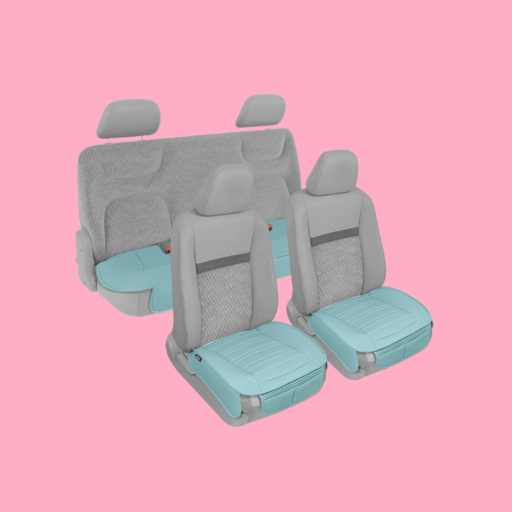 2-Pack Leatherette Padded Front Seat Covers & Rear Seat Covers - Mint - Mint,Full Set