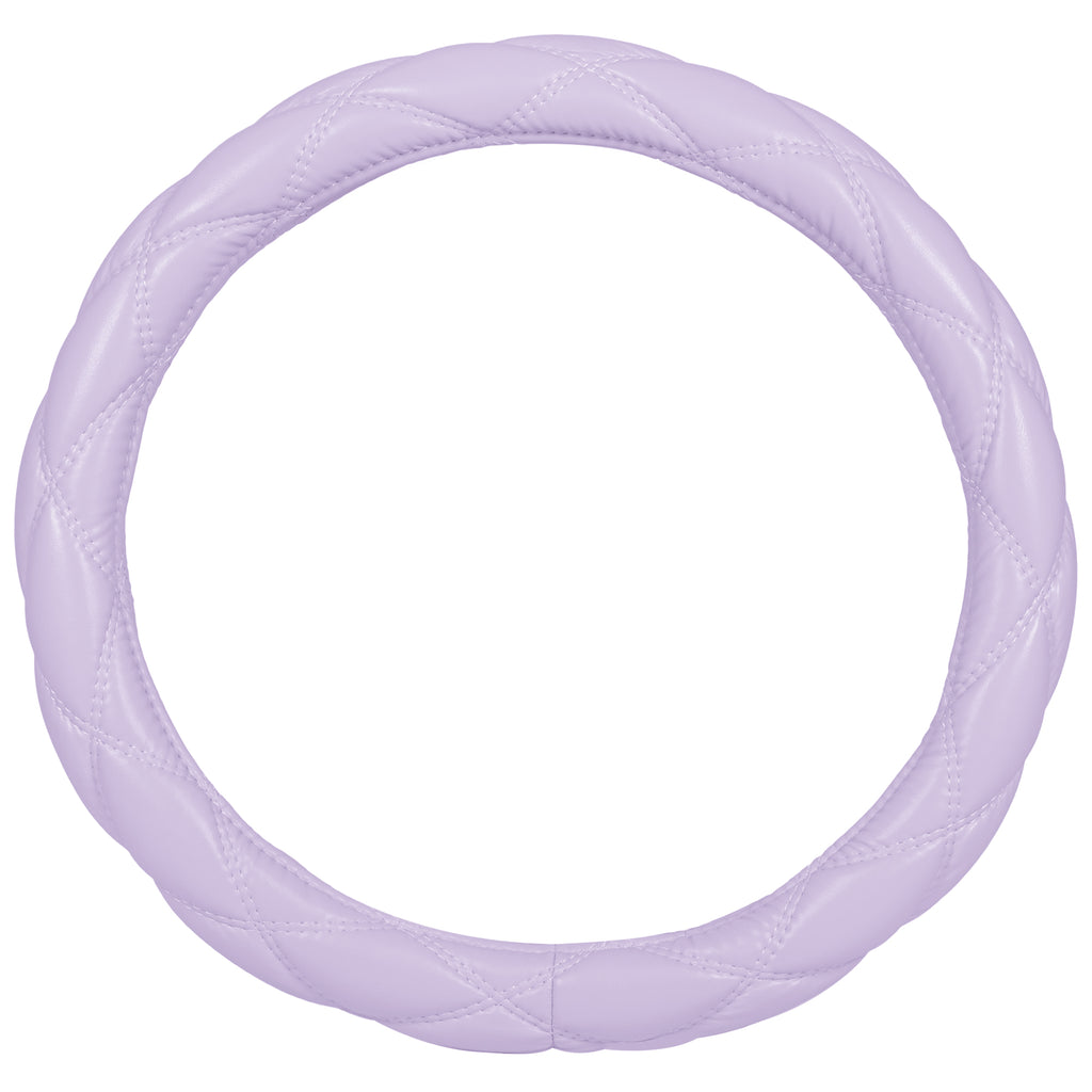 Diamond Stitched Leatherette Steering Wheel Cover (Standard 14.5" - 15.5") - Purple - Purple