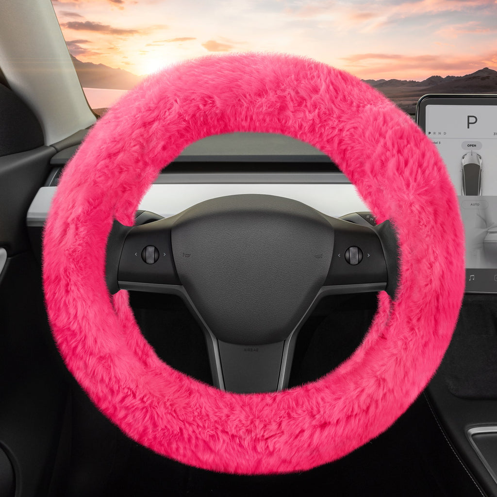 Plush Faux Fur Steering Wheel Cover (Standard 14.5" - 15.5")