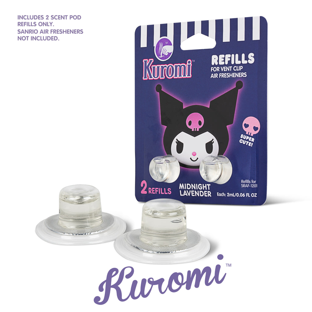 Official Sanrio Kuromi Car Air Freshener Refills 2-Pack - Midnight Lavender Scent – Cute Hello Kitty & Friends Car Accessories (2 Refills)