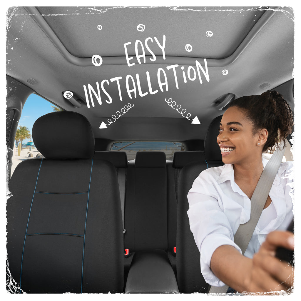 C&C Napa Leatherette 2 Front Seat Covers – Faux Leather Car Seat Protectors for Cars & Trucks – UV-Resistant, Easy to Clean, Universal Fit – Stylish Coastal Design for Summer Car Interior Upgrade