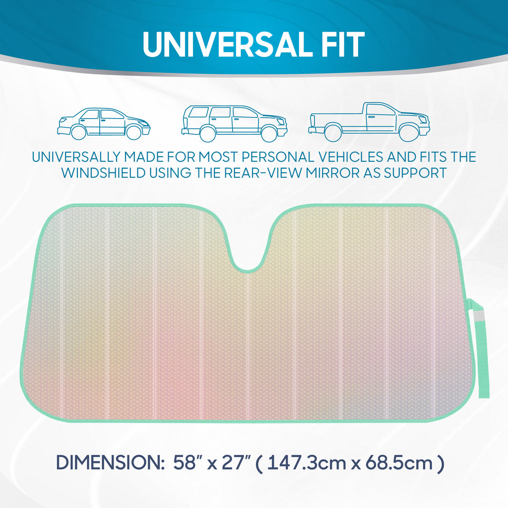 Iridescent Shine Front Windshield Sunshade (58" x 27") - White - White