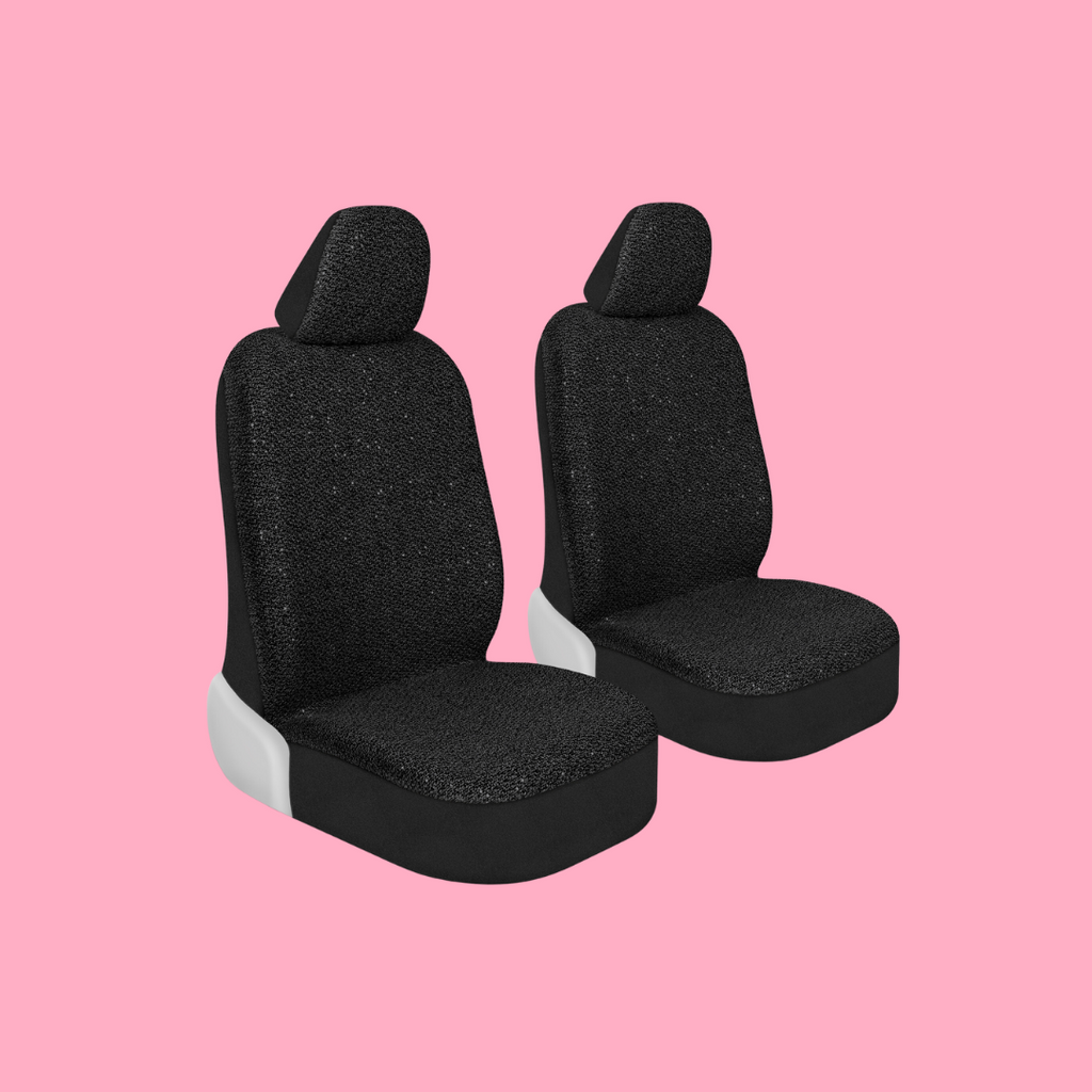 2-Pack Sequin Tweed Front Seat Cover - Black - Black