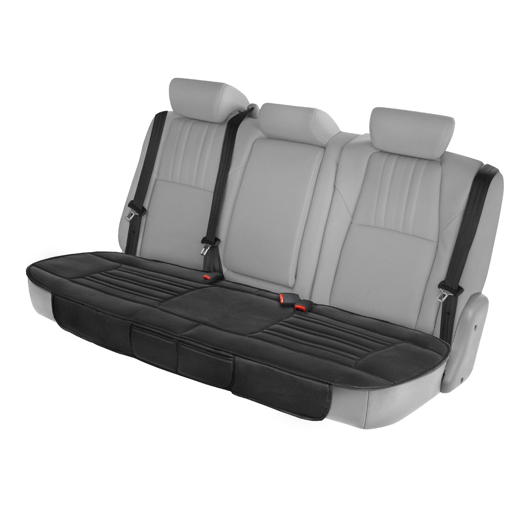 Leatherette Padded Rear Seat Covers - Black - Black,Rear