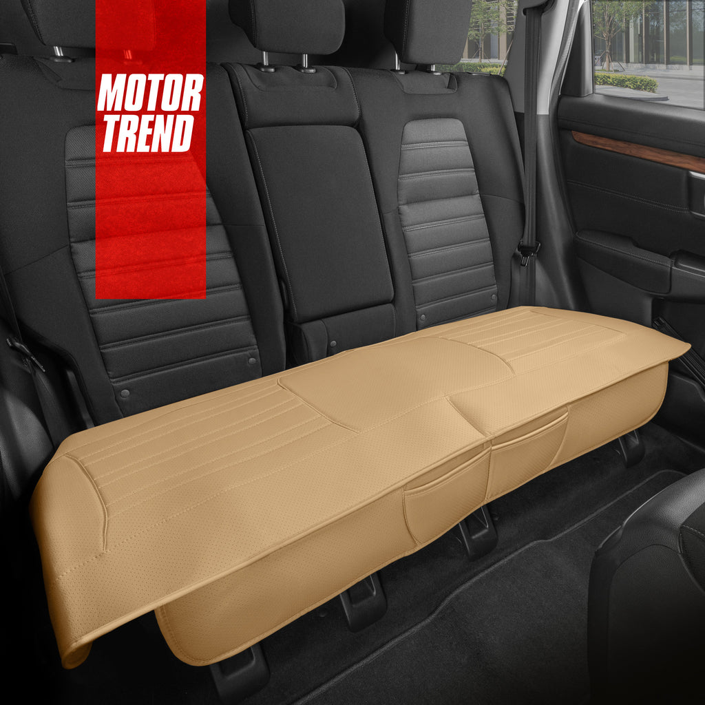 Leatherette Padded Rear Seat Covers - Beige - Beige,Rear