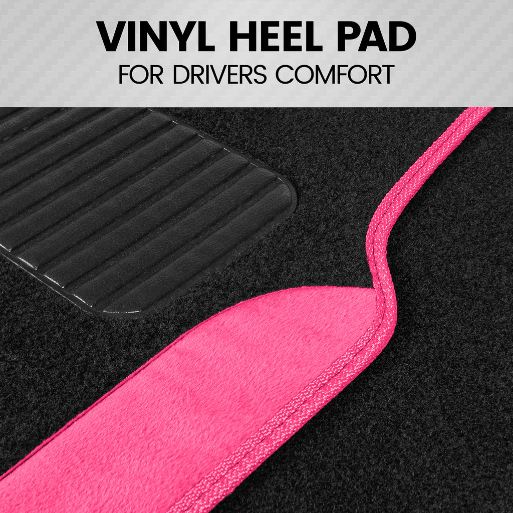 4-Piece Two-Tone Soft Carpet Front Floor Mats & Rear Floor Mats - Pink