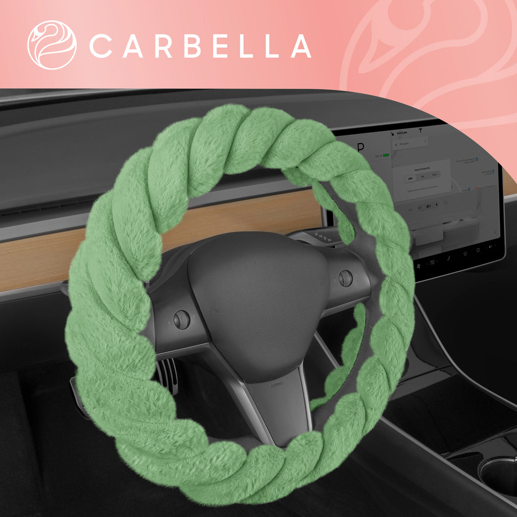 Twisted Plush Faux Fur Steering Wheel Cover (Standard 14.5" - 15.5") - Green - Green