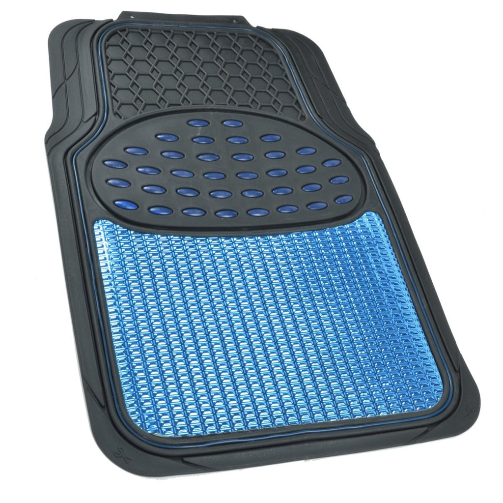 4-Piece Metallic Rubber Front Floor Mats & Rear Floor Mats