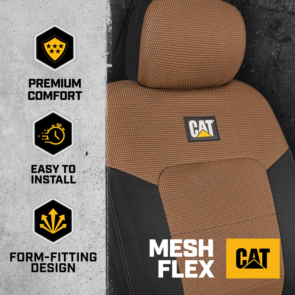 Cat MeshFlex Automotive Seat Covers for Cars Trucks and SUVs (Set of 2) – Beige Car Seat Covers for Front Seats, Truck Seat Protectors with Comfortable Mesh Back, Auto Interior Covers