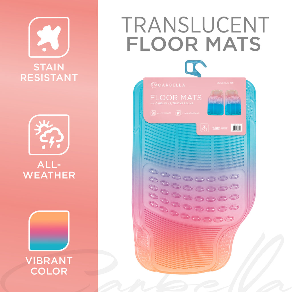 2-Piece Translucent Front Floor Mats - Rainbow - Rainbow