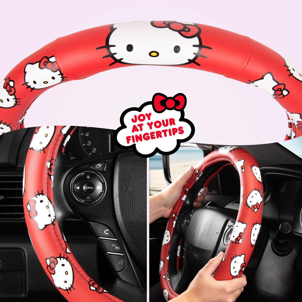 Official Sanrio Hello Kitty Original Steering Wheel Cover (Standard 14.5" - 15.5")