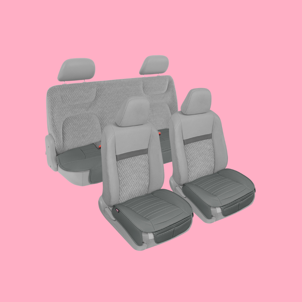 2-Pack Leatherette Padded Front Seat Covers & Rear Seat Covers - Gray - Gray,Full Set