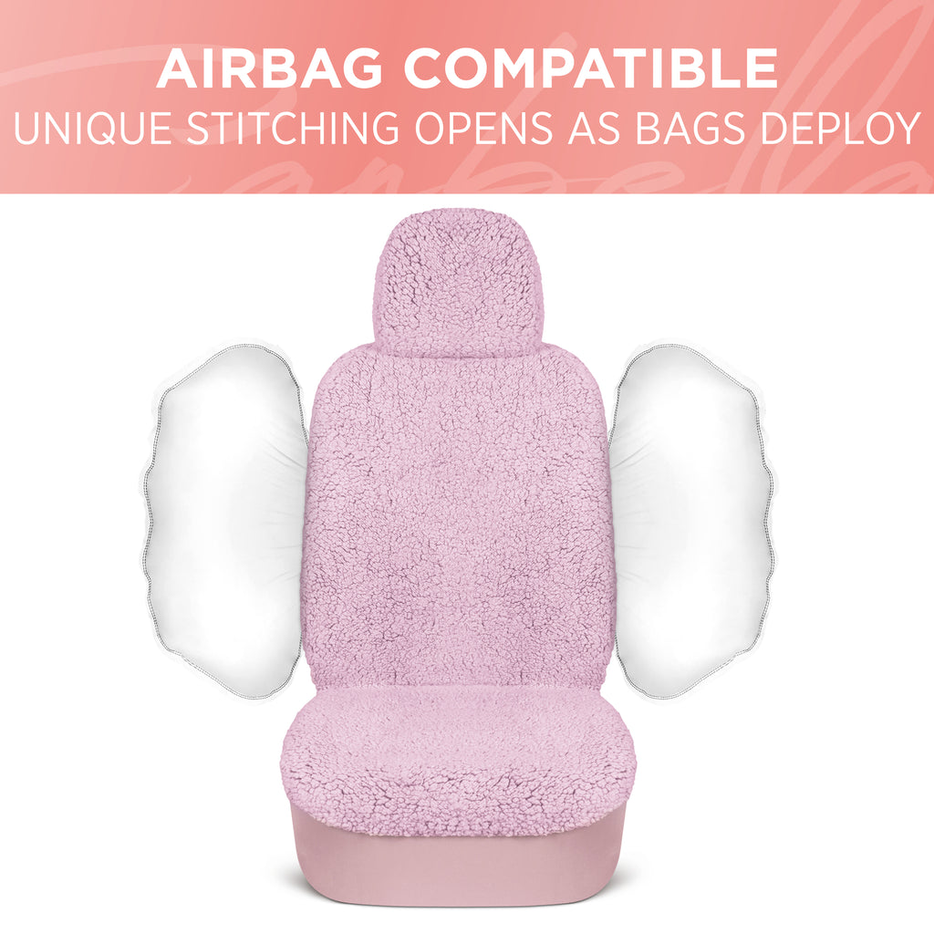 Sherpa Fleece Car Seat Covers - Pink - Pink