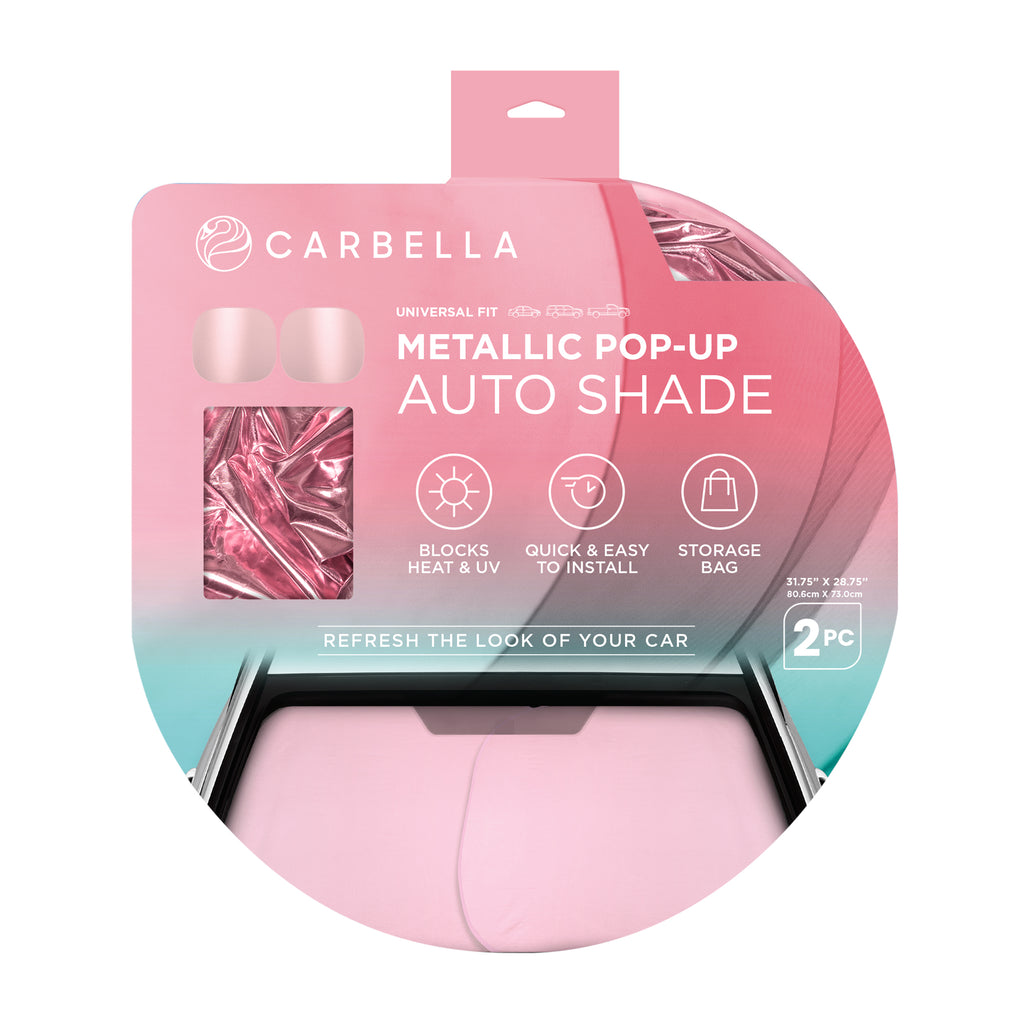 2-Piece Metallic Cling-On Window Sun Shade - Pink