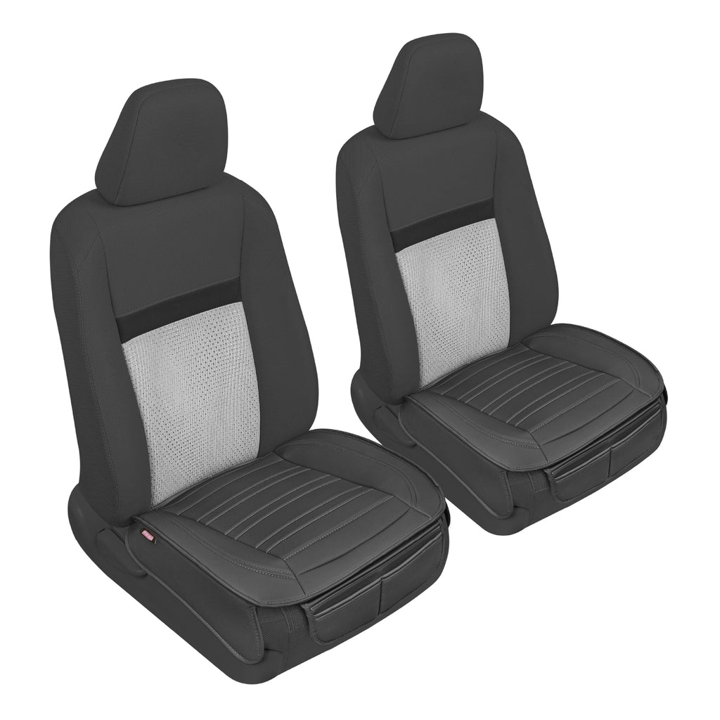 2-Pack Leatherette Padded Front Seat Covers - Black - Black,Front (2-Pack)