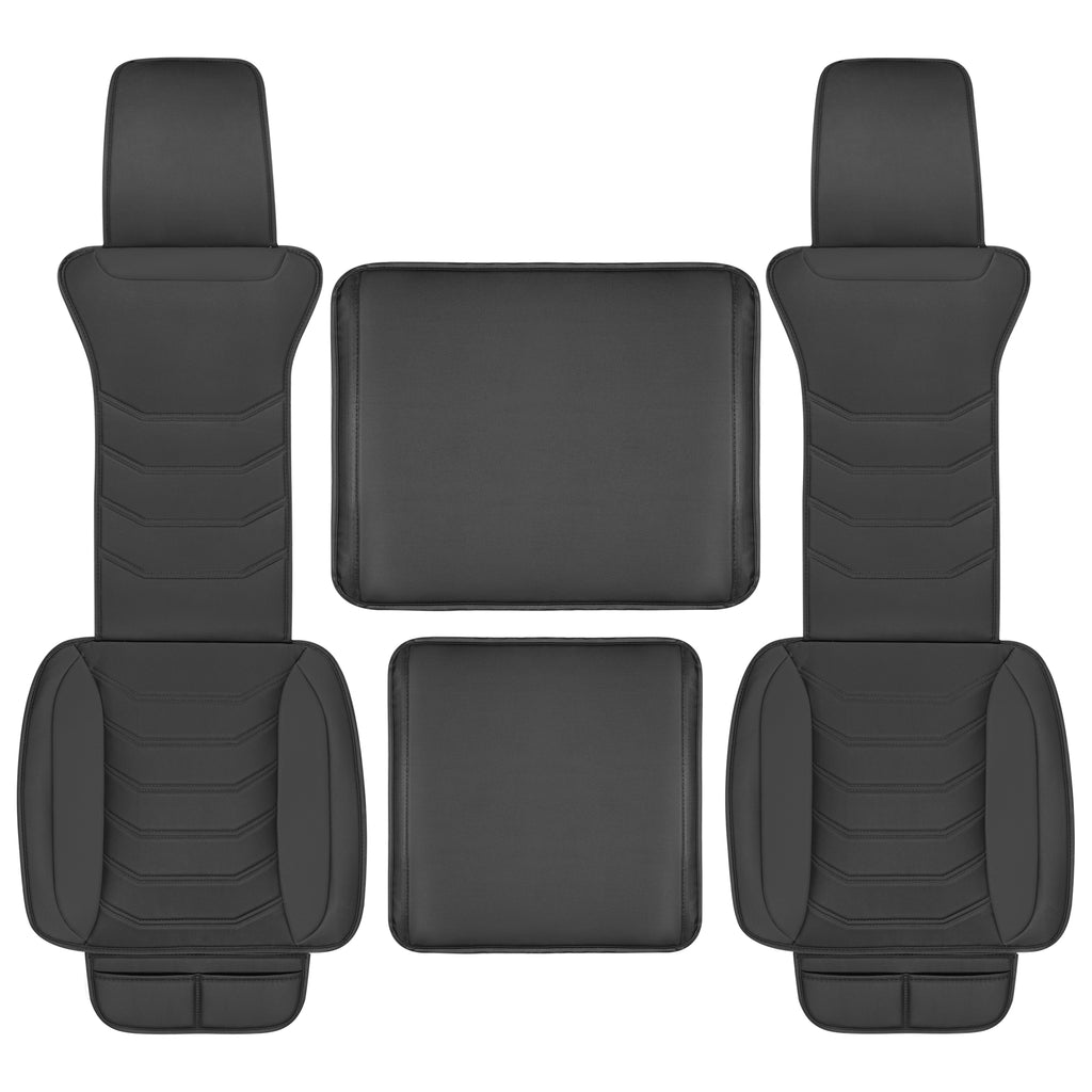 LuxeFit Faux Leather Rear Seat Covers - Black - Black,Rear