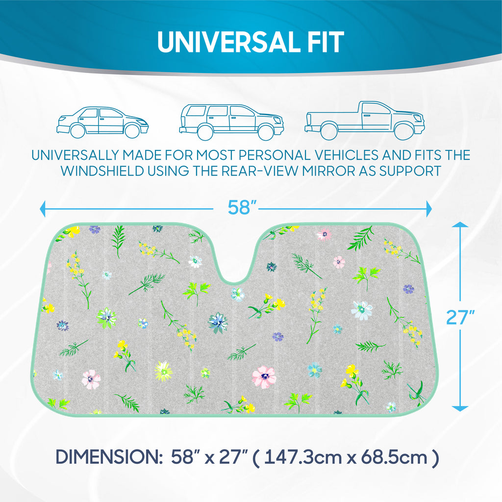 Pastel Flowers Front Windshield Sunshade (57" x 27")