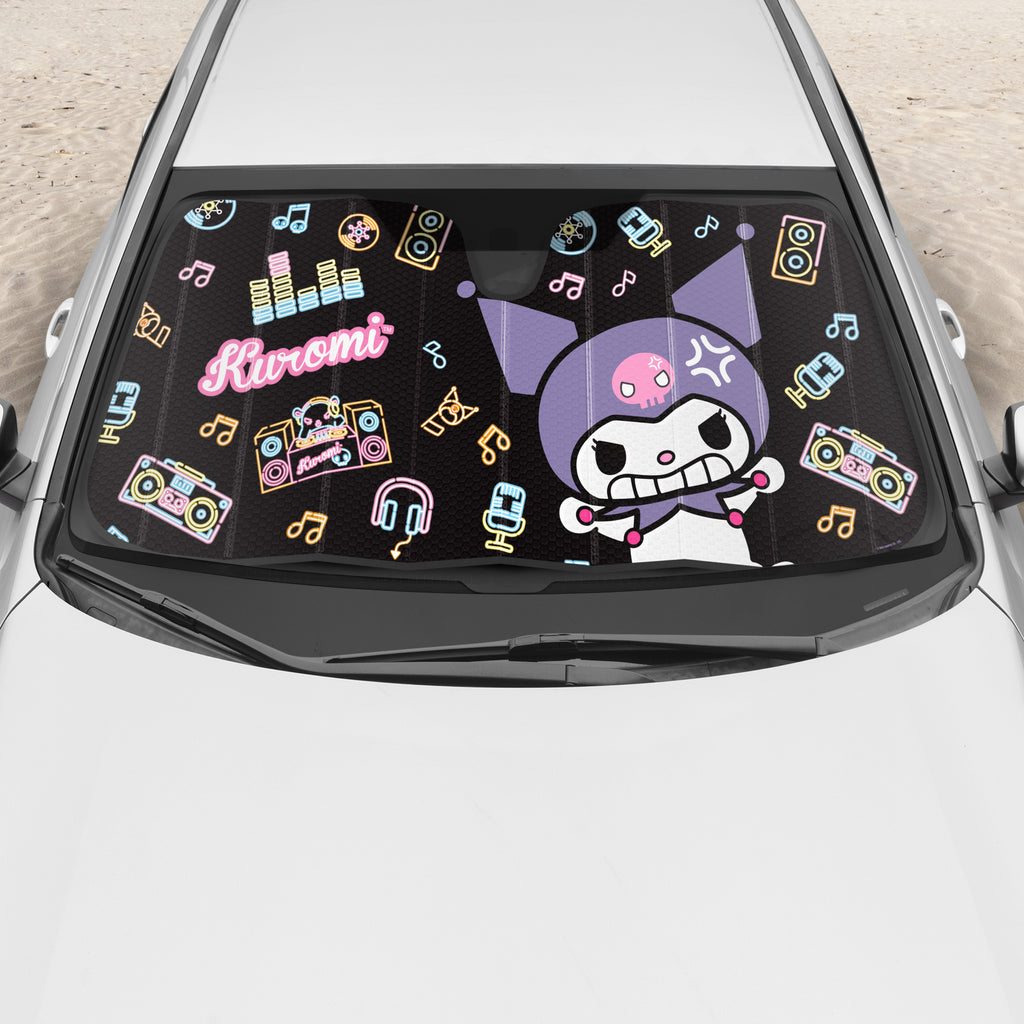 Official Sanrio Kuromi Neon Party Front Windshield Sunshade (58" x 28")