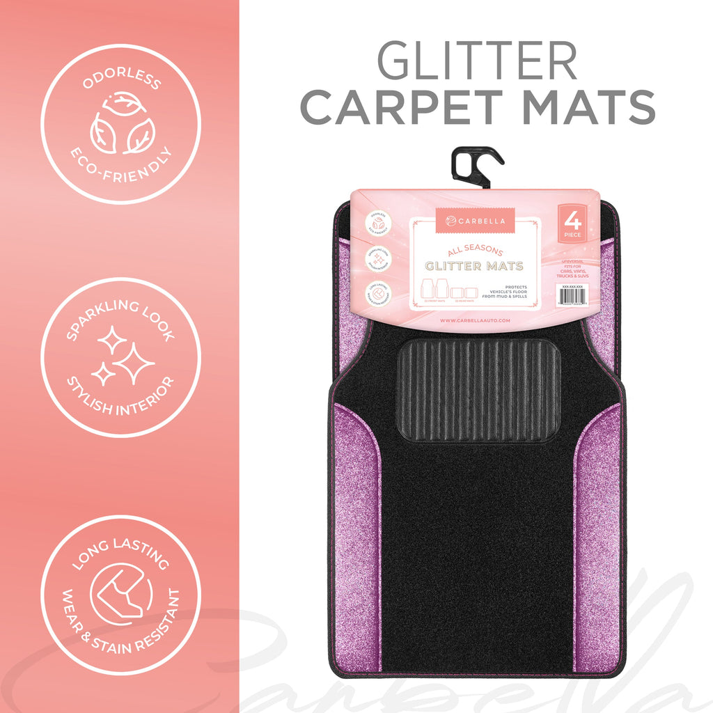 4-Piece Sparkle Glitter Front Floor Mats & Rear Floor Mats